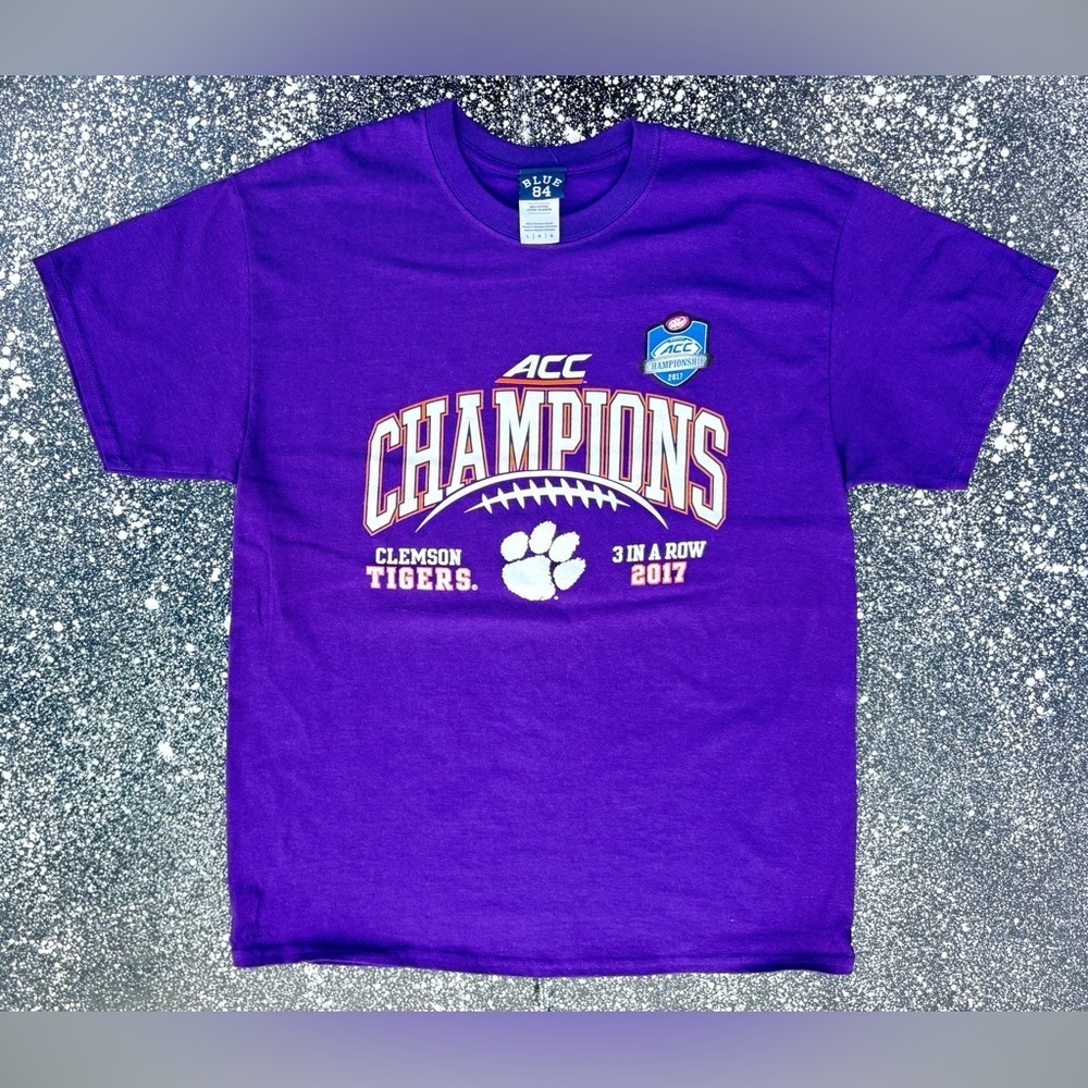 Clemson Tigers Football 2017 ACC Champions T-Shirt (NWOT) Size Lg (Dr Pepper)